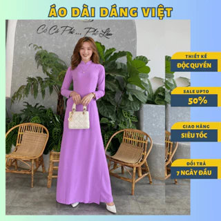 Áo dài giáo viên đi dạy màu tím nhạt hoa cà trơn truyền thống may sẵn lụa mỹ cao cấp sang trọng