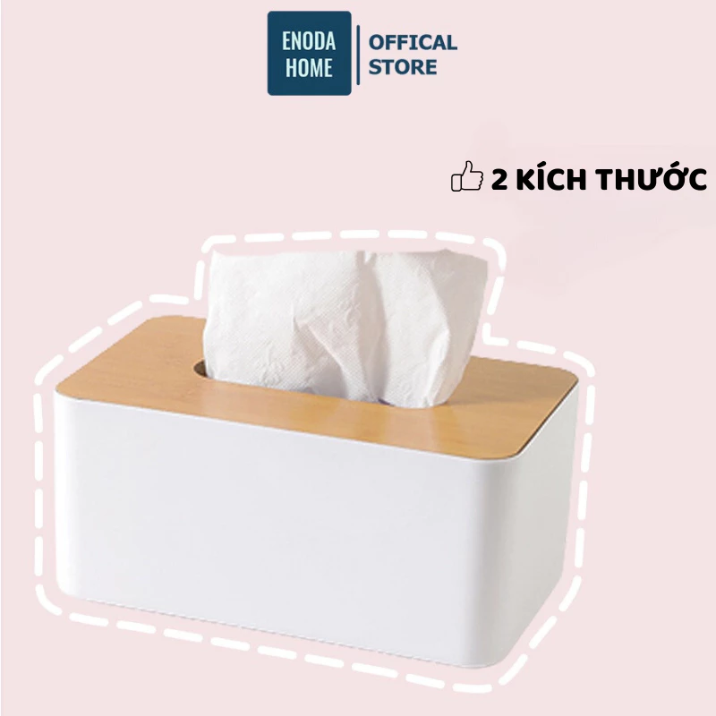 Hộp Đựng Giấy Ăn ENODA HOME Để Bàn Phòng Khách, Phòng Ăn, Màu Trắng Trang Nhã F004