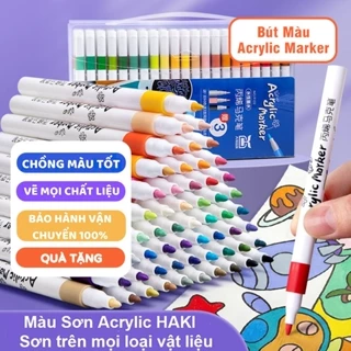 Bút Màu Acrylic Marker- 12/24/36/48 Màu Cao Cấp, Màu Sắc Tươi Sáng,Chống Thấm, Vẽ Lên Được Nhiều Chất Liệu