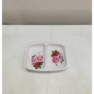 dĩa chấm 2 ngăn melamine , dĩa đựng gia vị 2 ngăn