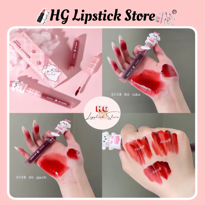 Son bóng Mansly Cún Mirror Lip Gloss đáng yêu siêu lì trang điểm môi bền màu