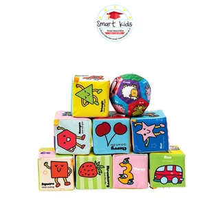 Bộ 9 đồ chơi hình khối xúc xắc Lalala Baby, cho bé 0 - 2 tuổi vừa chơi vừa học tập TRAVEL BLOCK