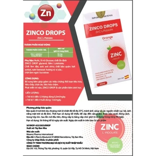 zinco drops Kẽm sinh học, dạng giọt, ngon, nhập khẩu chính hãng