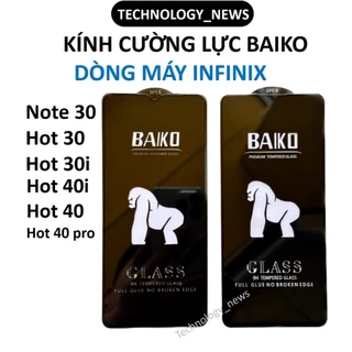 Cường lực Baiko cho Infinix note 30, hot 30, hot 30i, 40i, 40 pro  full màn phủ nano siêu mượt siêu cứng ít bám vân tay