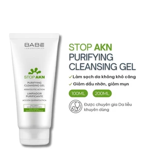 Sữa Rửa Mặt BABE Stop Akn Purifying Cleansing Gel Giảm Dầu Nhờn, Giảm Mụn Cho Da Dầu Mụn 200ml