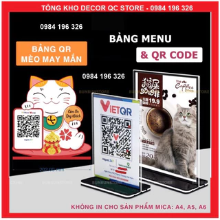 Bảng menu mica A4, A5, A6 để bàn, Mica trong suốt, dầy chắc chắn