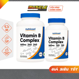 Viên uống Nutricost Vitamin B Complex 460mg nhập khẩu Mỹ bổ sung vitamin, giảm căng thẳng, mệt mỏi, hỗ trợ sức khỏe