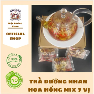 TRÀ DƯỠNG NHAN HOA HỒNG MIX 7 VỊ THẢO MỘC MỘC LƯƠNG MIX SẤY KHÔ TỰ NHIÊN GIÚP ĐẸP DA, ĐẸP DÁNG, THANH LỌC CƠ THỂ