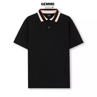 Áo thun polo big size CVC PREMIUM GEMME MEN phối bo cổ màu kem sọc đỏ, đen, chuẩn form, sang trọng, Big Size 55kg-150