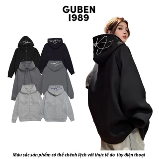 Có Bigsize Áo khoác hoodie thêu chữ Guben đơn giản, form rộng, nam nữ