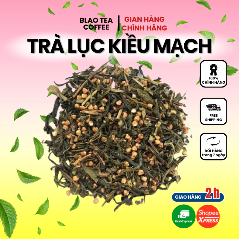 Trà lục kiều mạch (trà xanh & hạt lục kiều mạch) pha chế trà sữa, trà trái cây, trà chanh 250gr/gói