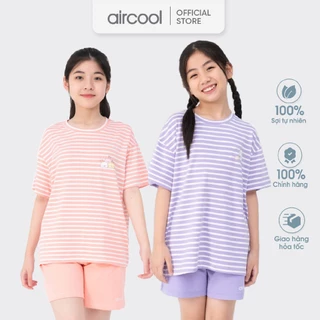 Bộ quần áo cộc tay cho bé gái AIRCOOL cotton mềm mát co dãn tốt thoải mái cho bé từ 2 đến 16 tuổi