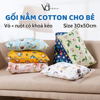 Gối cho bé đi học 2 đến 6 tuổi, áo gối 30x50 cotton 100% có khóa kéo, bao gối cho bé nhiều mẫu, thấm hút tốt - Vdhome