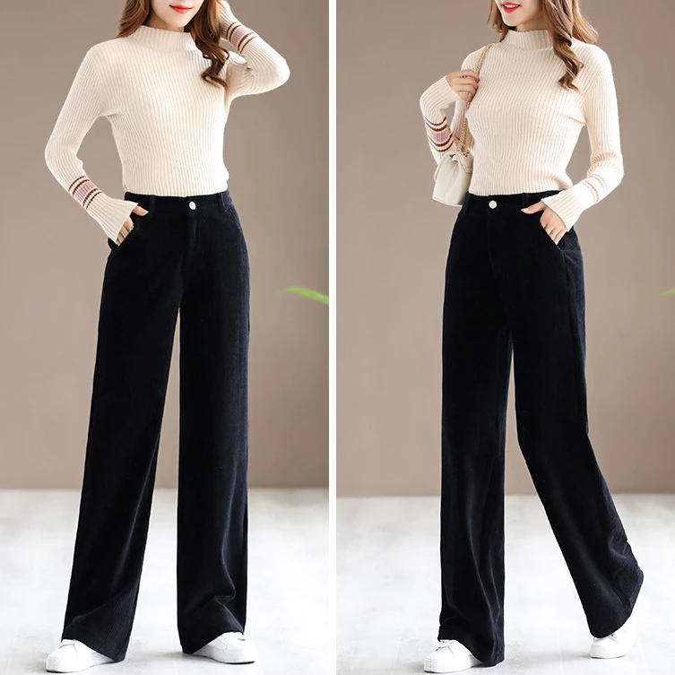Quần Dài Ống Đứng Nhung Tăm Lưng Cao Tôn Dáng Siêu Đẹp TD69