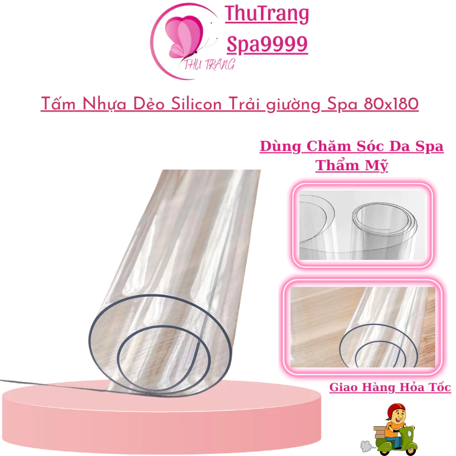 Tấm Nhựa Dẻo Trong Suốt Trải Giường Spa | Massage Tắm Trắng Giảm Béo Gội Đầu Dưỡng Sinh KT 80x180