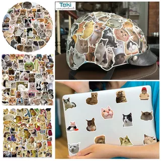 Set 50 hình dán sticker meme mèo hài hước chống nước dán laptop, điện thoại, đàn guitar, mũ bảo hiểm, vali