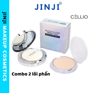 Phấn Phủ Cellio 2 Lõi Phấn Hàn Quốc Siêu Mịn Dạng Nén Chính Hãng JINJI