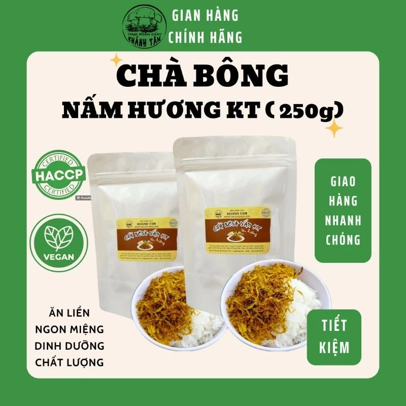 CHÀ BÔNG NẤM HƯƠNG KT _ BỊCH 250GR, Ruốc nấm chay, Thực phẩm chay Khánh Tâm