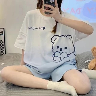 Set đồ bộ nữ mặc ngủ vải thun sữa bigsize họa tiết hoạt hình dễ thương cộc tay DN013 (có ảnh thật)