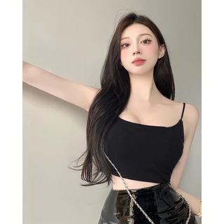 Áo Croptop 2 Dây Mảnh Viền Ngực Tròn Mềm Mịn, Áo Ba Lỗ Croptop Nữ 2 Dây Cotton Không Đệm Thoáng Mát