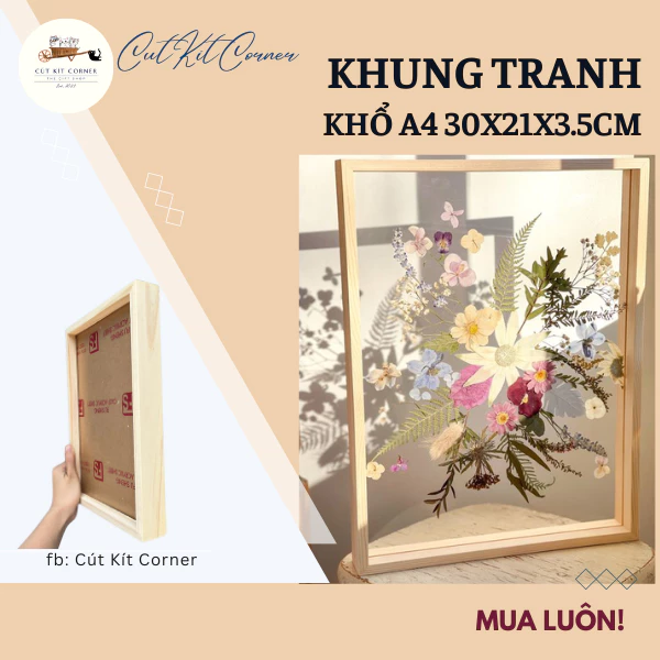 Khung tranh kích thước A4 30x20, khung tranh để bàn, khung tranh trong suốt, khung tranh 3D - giá xưởng