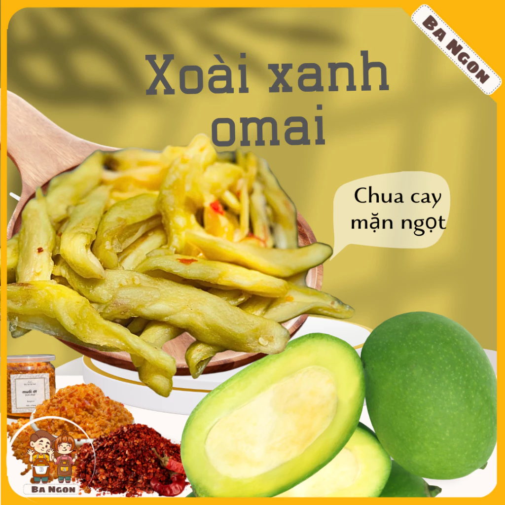 Xoài xanh omai - xoài xanh sấy muối ớt chua cay mặn ngọt cực đã