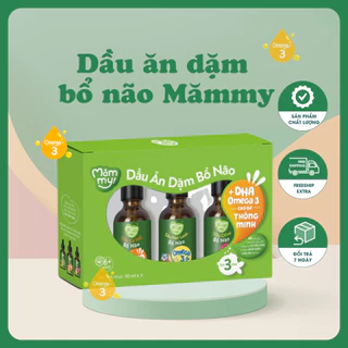 Combo 3 dầu ăn dặm bổ não Mămmy, dầu Olive bổ não, dầu cá hồi bổ não, dầu hạt lanh bổ não, 1chai 30ml