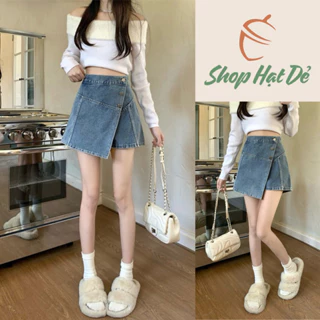 Quần short jeans nữ giả váy cạp cao GV02, quần giả váy ngắn chữ a dáng ôm hot trend 2023 Shop Hạt Dẻ