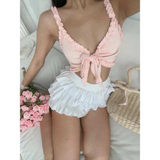 Áo 2 dây thắt nơ croptop- A5976