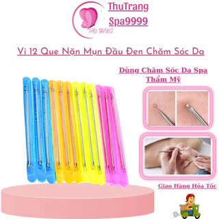 [Giá Sỉ] Vỉ 12 Que Nặn Mụn Đầu Đen 2 Đầu Inox | Căy Nặn Mụn Dùng Trong Chăm Sóc Da Mụn