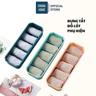 Hộp Nhựa ENODA HOME Đựng Đồ Lót, Tất Vớ Bằng Nhựa Chia 5 Ngăn Nhiều Màu P012