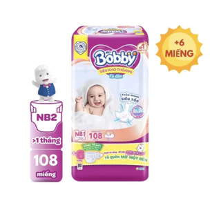 Tã-bỉm lót sơ sinh Bobby Newborn 1 / newborn 2-60( 108 + 9 miếng tã dán) cho bé sơ sinh