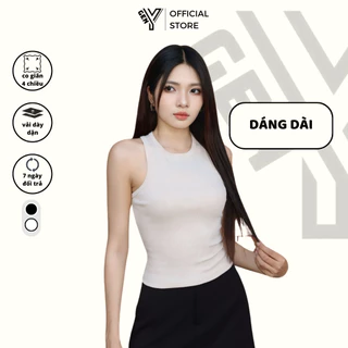 Áo 3 lỗ nữ dáng dài GenY cổ tròn ôm body, Áo tank top dáng ôm TRẮNG/ĐEN vải co giãn thoải 3L2