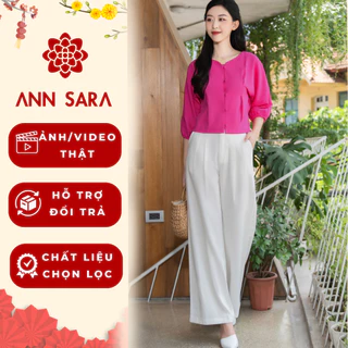 Quần công sở ống rộng dáng suông vải linen ANN SARA Q10-Q11