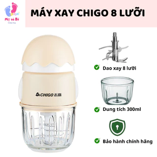 Máy Xay Ăn Dặm Cầm Tay Mini Đa Năng Tiện Dụng CHIGO 8 Lưỡi Cối Thủy Tinh Xay Siêu Mịn Thịt, Tôm, Cá, Rau, Củ, Quả