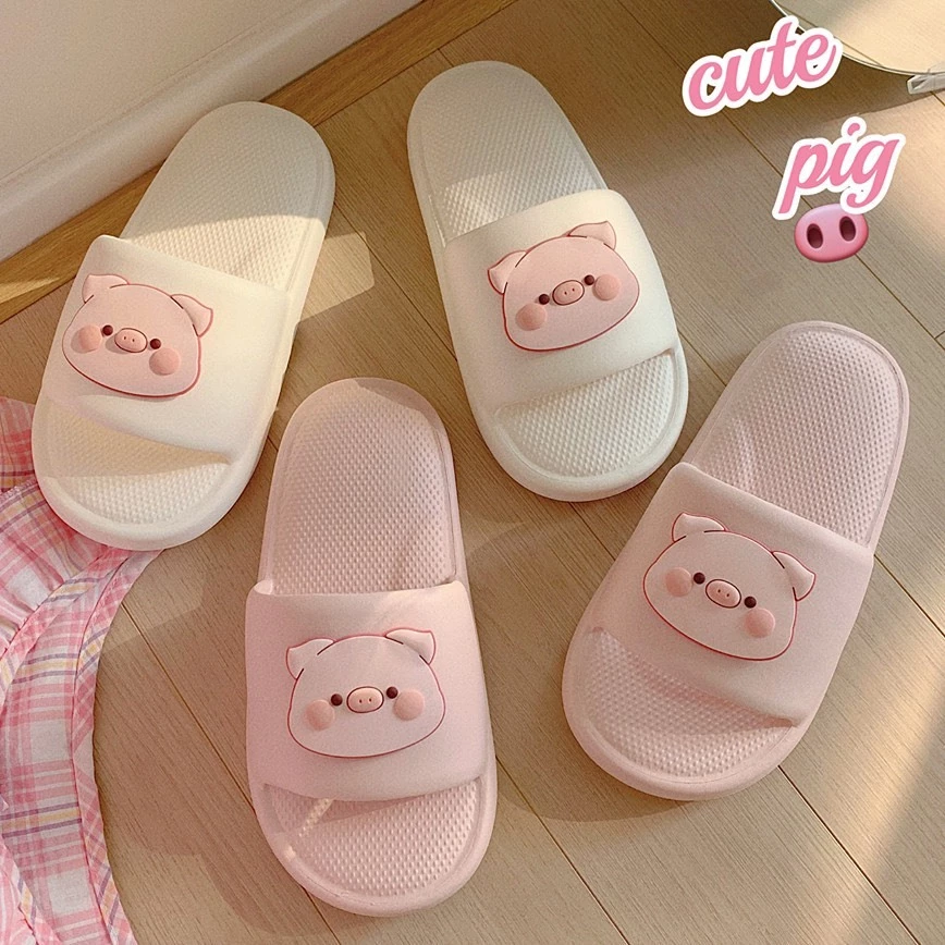 Dép Quai Ngang Đế Mềm Họa Tiết Chú Heo Hoạt Hình Dễ Thương Cho Nữ(MÃ 898*2)