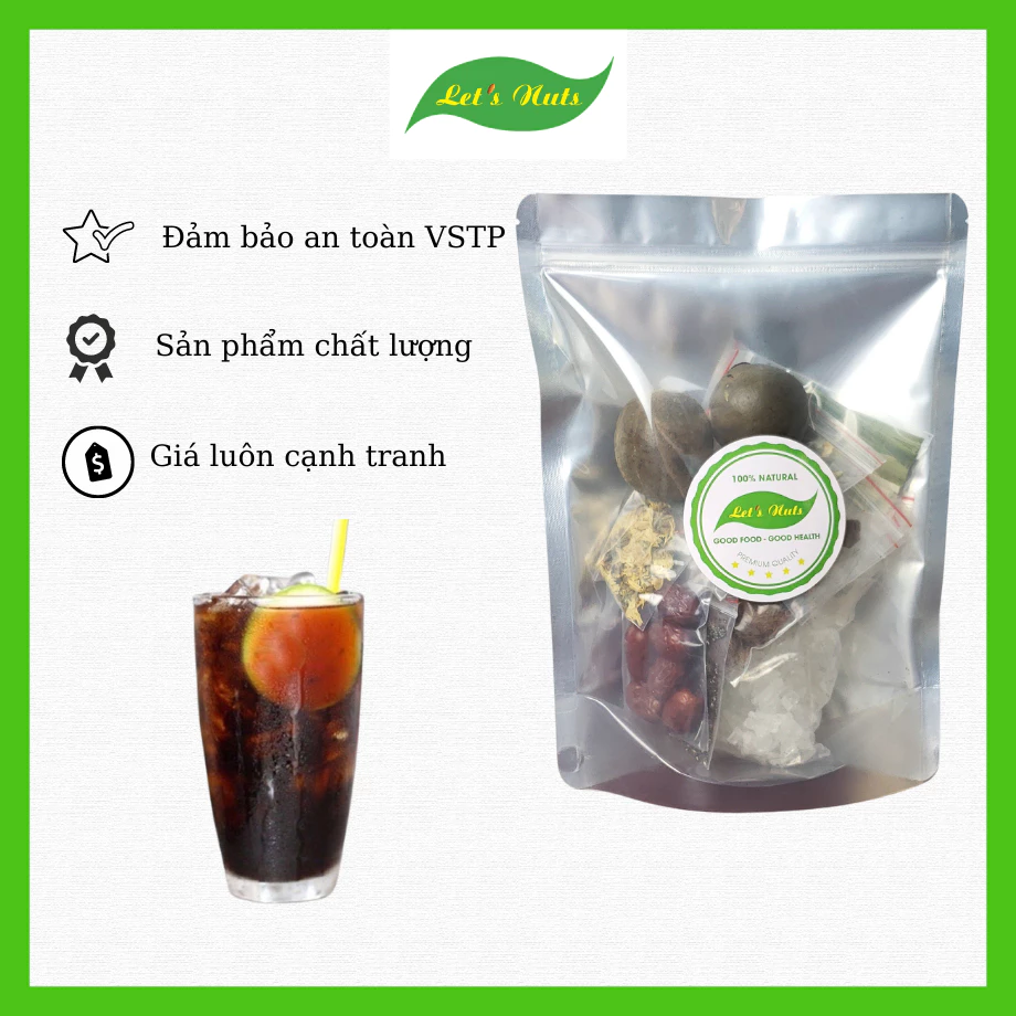 Set nấu trà sâm bí đao hạt chia 8 vị ( nấu 25 ly) Let's Nuts túi 500g thơm ngon tươi mát giải nhiệt ngày hè