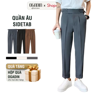 Quần tây nam sidetab OGADIN công sở cạp cao 2 khuy dáng suông