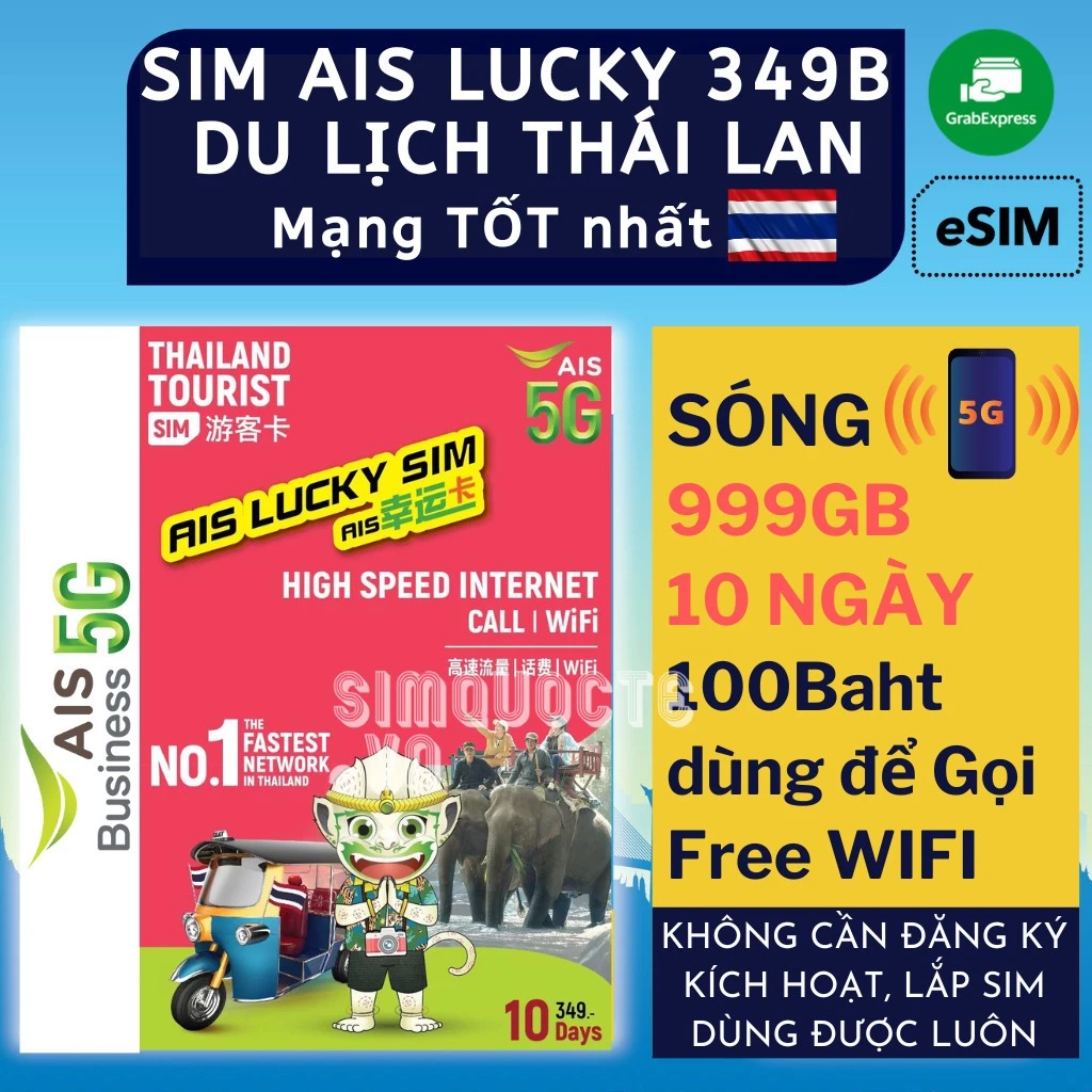 Sim du lịch Thái Lan AIS TRAVELER 999GB tốc độ 5G mạng nhanh và phủ sóng rộng nhất thái lan