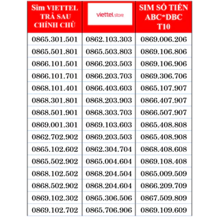 Sim Viettel Trả Sau Số Đẹp Sim số tiến T10 , Shop uy tín kienthuy123