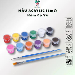 Vỉ Màu Nước Acrylic, Màu Vẽ Tô Sản Phẩm Stem Gỗ, 3ml, Tặng Kèm Cọ Vẽ, Hàng Nhập Khẩu  - Kai Store