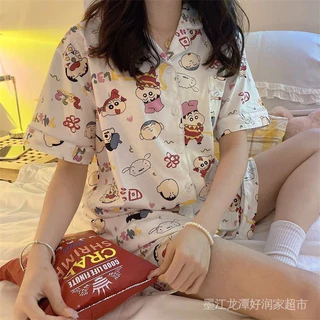 Bộ đồ ngủ pijama nữ cộc tay quần đùi chất lụa Kate Thái mềm mịn họa tiết dễ thương