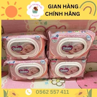 Bộ 4 gói Khăn ướt Bobby Care hương thơm nhẹ nhàng 100 tờ/gói (Hồng)