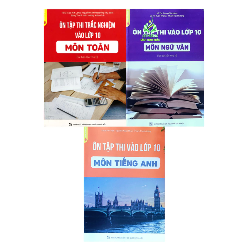 Sách - Combo 3 Cuốn Ôn tập thi vào lớp 10 môn Toán + Ngữ Văn +Tiếng Anh - mới nhất - NH