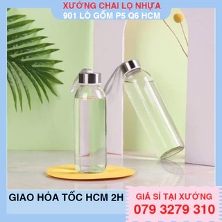 Chai thủy tinh có quai xách 500ml kèm nắp