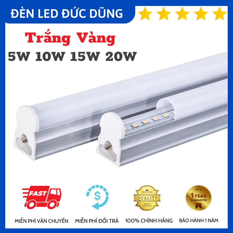 ĐÈN TUÝP LED T5 LIỀN MÁNG 30CM-60CM-90CM-120CM Ánh Sáng Trắng Vàng (Bảo Hành 12 Tháng)