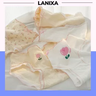 Quần lót nữ cotton ren viền kháng khuẩn khử mùi cạp vừa tôn dáng kèm họa tiết cute dễ thương Lanixa L0781