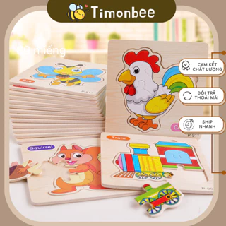 Tranh ghép hình bằng gỗ, cho bé từ 1-3 tuổi, vừa chơi vừa học tiếng anh TIMONBEE KIDS TBKS017