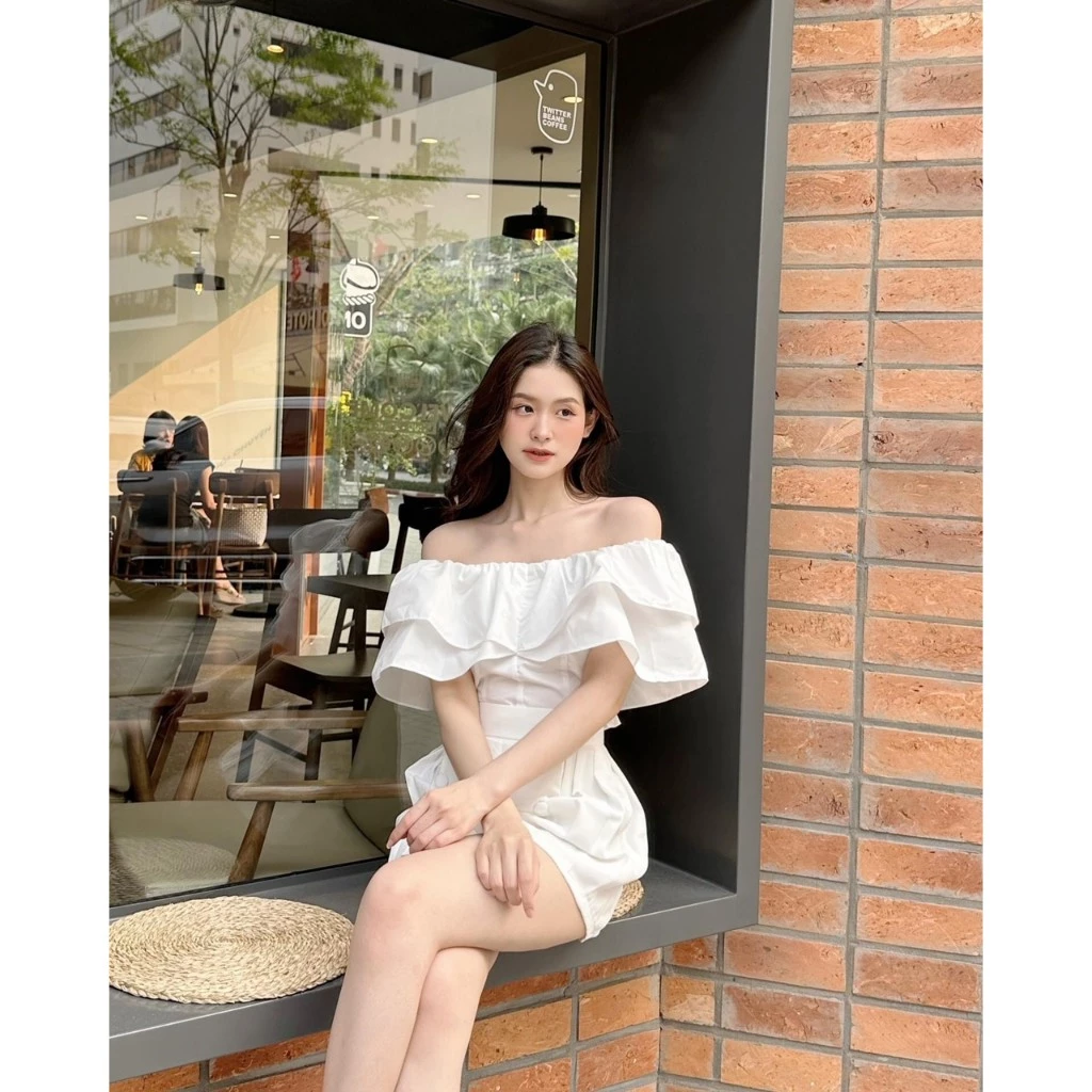 Áo kiểu bigsize trễ vai 2 tầng dáng croptop xinh yêu ( Thời trang Vicky G - Anitagreen ) HN460324