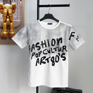 [HKT.19] Áo Phông Nam Cổ tròn in chữ thời trang, vải cotton mịn, co dãn, thoáng mát Menswear Top Áo Thun